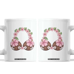 Hibiscus Flower Coconut Bra Coffee Mug Tropical Summer Graphic