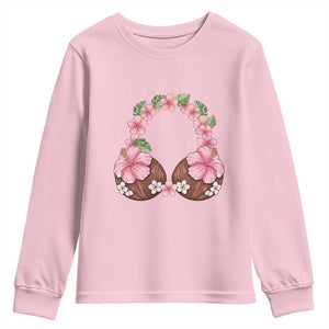 Hibiscus Flower Coconut Bra Youth Sweatshirt Tropical Summer Graphic