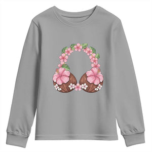 Hibiscus Flower Coconut Bra Youth Sweatshirt Tropical Summer Graphic