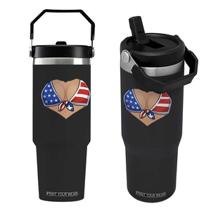 American Flag Bikini Flip Straw Tumbler Patriotic Summer Vacation Gift TS12 One Size: 30 oz Black Print Your Wear