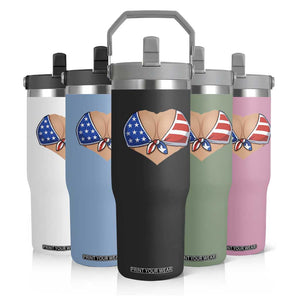 American Flag Bikini Flip Straw Tumbler Patriotic Summer Vacation Gift TS12 Print Your Wear