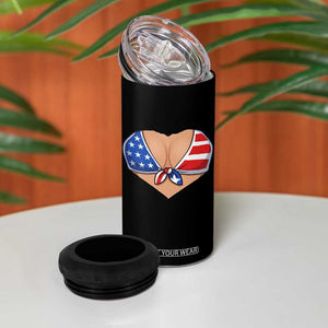 American Flag Bikini 4 in 1 Can Cooler Tumbler Patriotic Summer Vacation Gift TS12 Print Your Wear