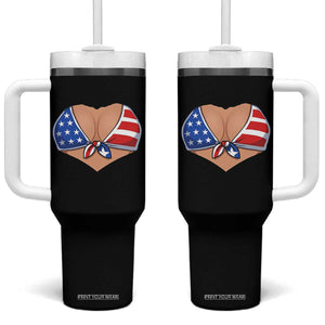 American Flag Bikini Tumbler With Handle Patriotic Summer Vacation Gift TS12 One Size: 40 oz Black Print Your Wear