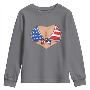 American Flag Bikini Youth Sweatshirt Patriotic Summer Vacation Gift TS12 Charcoal Print Your Wear