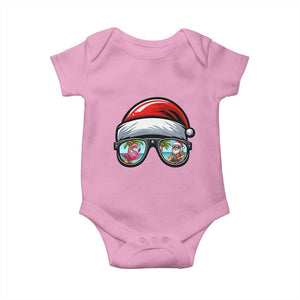 Funny Santa Sunglasses Baby Onesie Beach Christmas Vacation Graphic TS12 Light Pink Print Your Wear