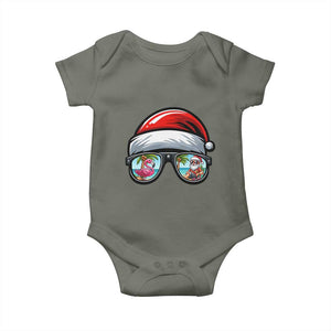 Funny Santa Sunglasses Baby Onesie Beach Christmas Vacation Graphic TS12 Military Green Print Your Wear