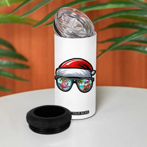 Funny Santa Sunglasses 4 in 1 Can Cooler Tumbler Beach Christmas Vacation Graphic TS12 Print Your Wear