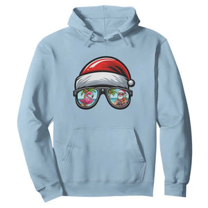 Funny Santa Sunglasses Hoodie Beach Christmas Vacation Graphic TS12 Light Blue Print Your Wear
