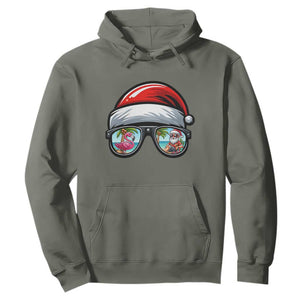 Funny Santa Sunglasses Hoodie Beach Christmas Vacation Graphic TS12 Military Green Print Your Wear