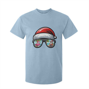 Funny Santa Sunglasses T Shirt For Kid Beach Christmas Vacation Graphic TS12 Light Blue Print Your Wear