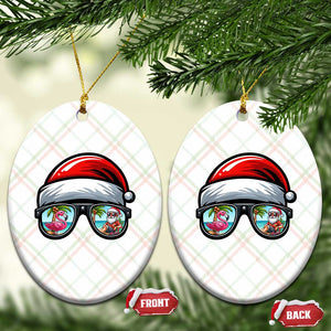 Funny Santa Sunglasses Ceramic Ornament Beach Christmas Vacation Graphic