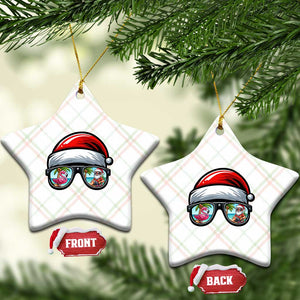 Funny Santa Sunglasses Ceramic Ornament Beach Christmas Vacation Graphic