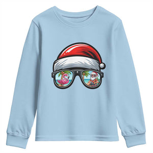 Funny Santa Sunglasses Youth Sweatshirt Beach Christmas Vacation Graphic TS12 Light Blue Print Your Wear