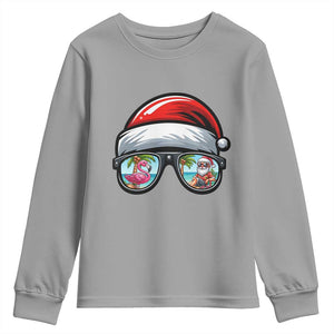 Funny Santa Sunglasses Youth Sweatshirt Beach Christmas Vacation Graphic TS12 Sport Gray Print Your Wear