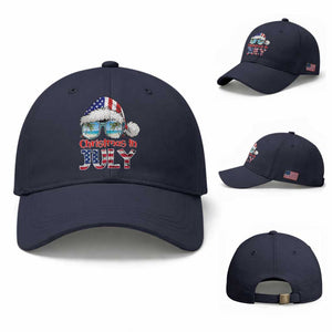 Christmas In July Baseball Cap Patriotic USA Sunglasses Graphic TS12 Baseball Cap Universal Fit Navy Print Your Wear