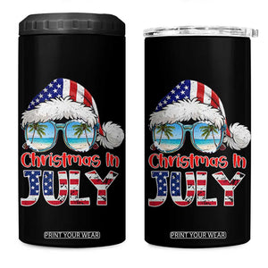 Christmas In July 4 in 1 Can Cooler Tumbler Patriotic USA Sunglasses Graphic TS12 One Size: 16 oz Black Print Your Wear