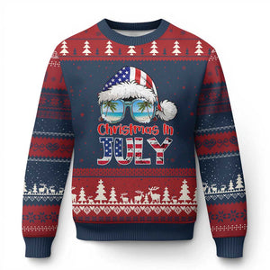 Christmas In July Ugly Christmas Sweater Patriotic USA Sunglasses Graphic TS12 Navy Red Print Your Wear