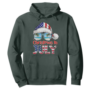 Christmas In July Hoodie Patriotic USA Sunglasses Graphic TS12 Dark Forest Green Print Your Wear