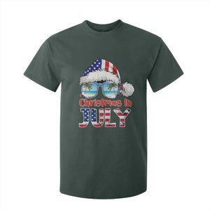 Christmas In July T Shirt For Kid Patriotic USA Sunglasses Graphic TS12 Dark Forest Green Print Your Wear