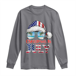 Christmas In July Long Sleeve Shirt Patriotic USA Sunglasses Graphic TS12 Charcoal Print Your Wear