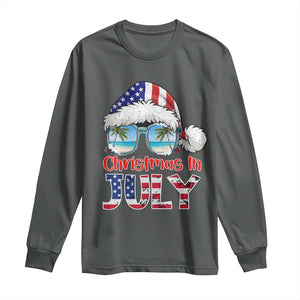 Christmas In July Long Sleeve Shirt Patriotic USA Sunglasses Graphic TS12 Dark Heather Print Your Wear