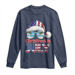Christmas In July Long Sleeve Shirt Patriotic USA Sunglasses Graphic TS12 Navy Print Your Wear