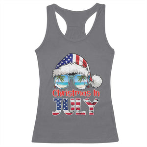 Christmas In July Racerback Tank Top Patriotic USA Sunglasses Graphic TS12 Charcoal Print Your Wear
