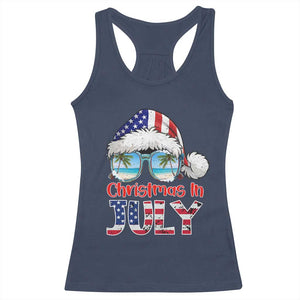 Christmas In July Racerback Tank Top Patriotic USA Sunglasses Graphic TS12 Navy Print Your Wear