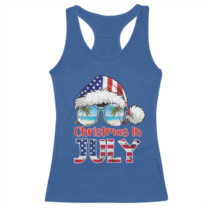 Christmas In July Racerback Tank Top Patriotic USA Sunglasses Graphic TS12 Royal Blue Print Your Wear