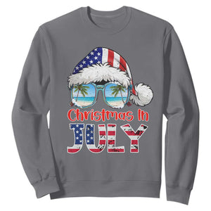 Christmas In July Sweatshirt Patriotic USA Sunglasses Graphic TS12 Charcoal Print Your Wear