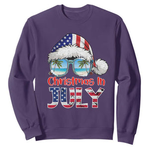 Christmas In July Sweatshirt Patriotic USA Sunglasses Graphic TS12 Purple Print Your Wear