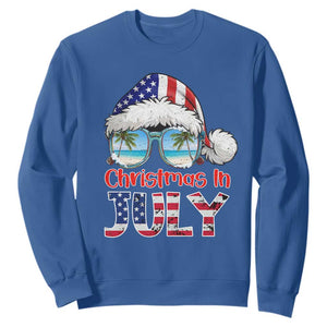 Christmas In July Sweatshirt Patriotic USA Sunglasses Graphic TS12 Royal Blue Print Your Wear