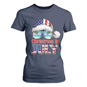 Christmas In July T Shirt For Women Patriotic USA Sunglasses Graphic TS12 Navy Print Your Wear