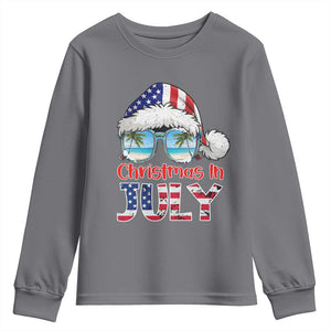 Christmas In July Youth Sweatshirt Patriotic USA Sunglasses Graphic TS12 Charcoal Print Your Wear