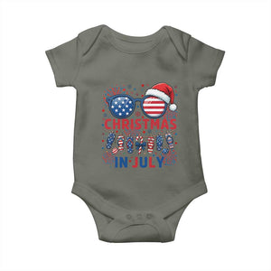 Patriotic USA Sunglasses Christmas In July Graphic Baby Onesie TS12 Military Green Print Your Wear