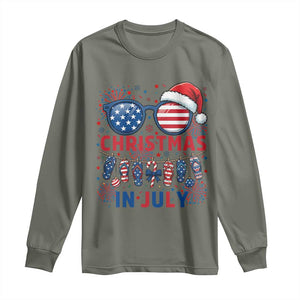 Patriotic USA Sunglasses Christmas In July Graphic Long Sleeve Shirt TS12 Military Green Print Your Wear