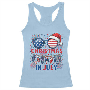 Patriotic USA Sunglasses Christmas In July Graphic Racerback Tank Top TS12 Light Blue Print Your Wear