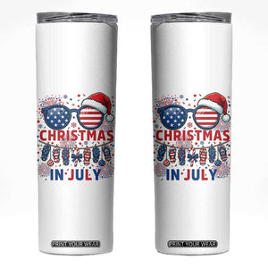 Patriotic USA Sunglasses Christmas In July Graphic Skinny Tumbler TS12 White Print Your Wear