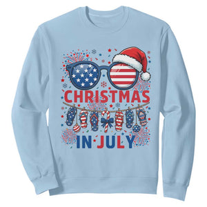 Patriotic USA Sunglasses Christmas In July Graphic Sweatshirt TS12 Light Blue Print Your Wear