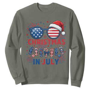 Patriotic USA Sunglasses Christmas In July Graphic Sweatshirt TS12 Military Green Print Your Wear