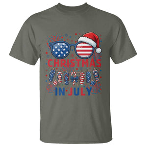Patriotic USA Sunglasses Christmas In July Graphic T Shirt TS12 Military Green Print Your Wear