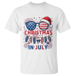 Patriotic USA Sunglasses Christmas In July Graphic T Shirt TS12 White Print Your Wear