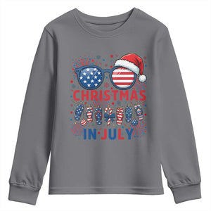 Patriotic USA Sunglasses Christmas In July Graphic Youth Sweatshirt TS12 Charcoal Print Your Wear