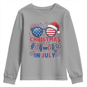 Patriotic USA Sunglasses Christmas In July Graphic Youth Sweatshirt TS12 Sport Gray Print Your Wear