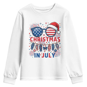 Patriotic USA Sunglasses Christmas In July Graphic Youth Sweatshirt TS12 White Print Your Wear