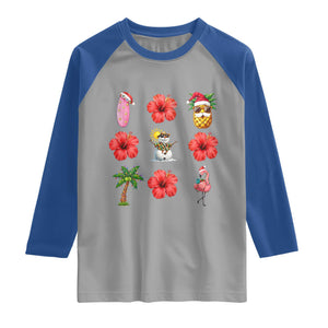 Christmas In July Raglan Shirt Tropical Summer Beach Party Graphic TS12 Sport Gray Royal Print Your Wear