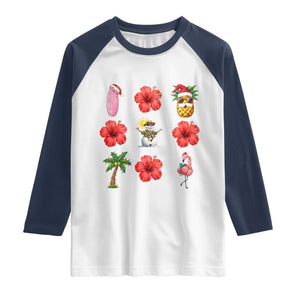 Christmas In July Raglan Shirt Tropical Summer Beach Party Graphic TS12 White Navy Print Your Wear