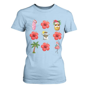 Christmas In July T Shirt For Women Tropical Summer Beach Party Graphic TS12 Light Blue Print Your Wear