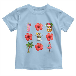 Christmas In July Toddler T Shirt Tropical Summer Beach Party Graphic TS12 Light Blue Print Your Wear
