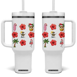 Christmas In July Tumbler With Handle Tropical Summer Beach Party Graphic TS12 One Size: 40 oz White Print Your Wear